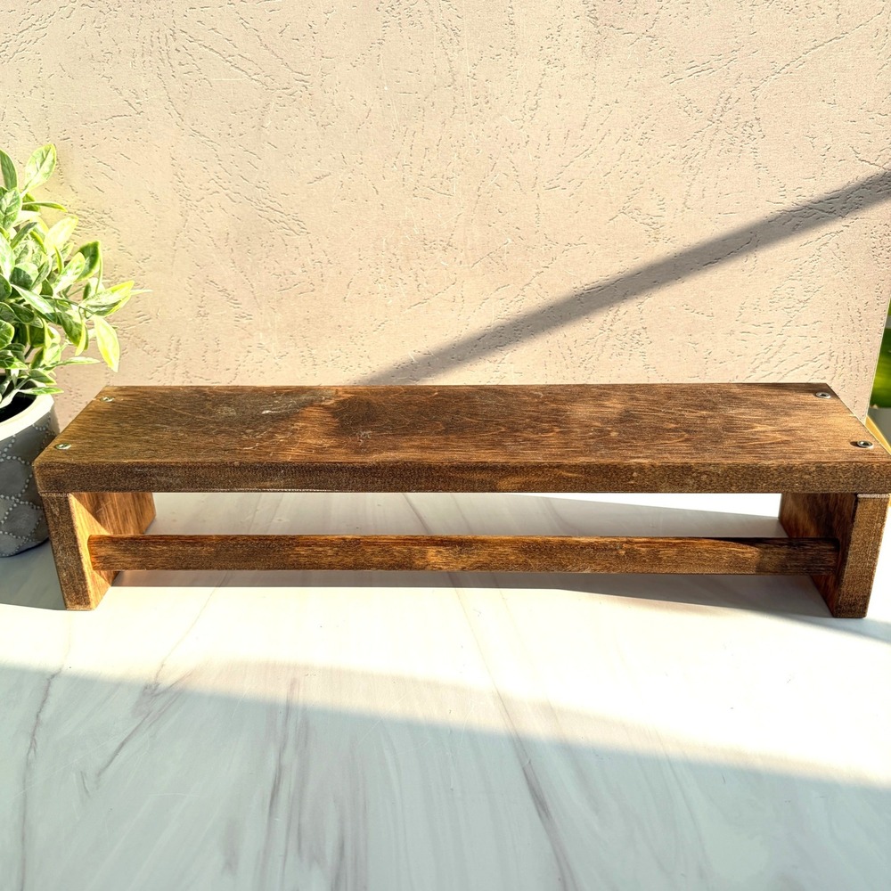Rustic Dark Brown Wood Floating Shelf with Integrated Towel Bar Wall Mount